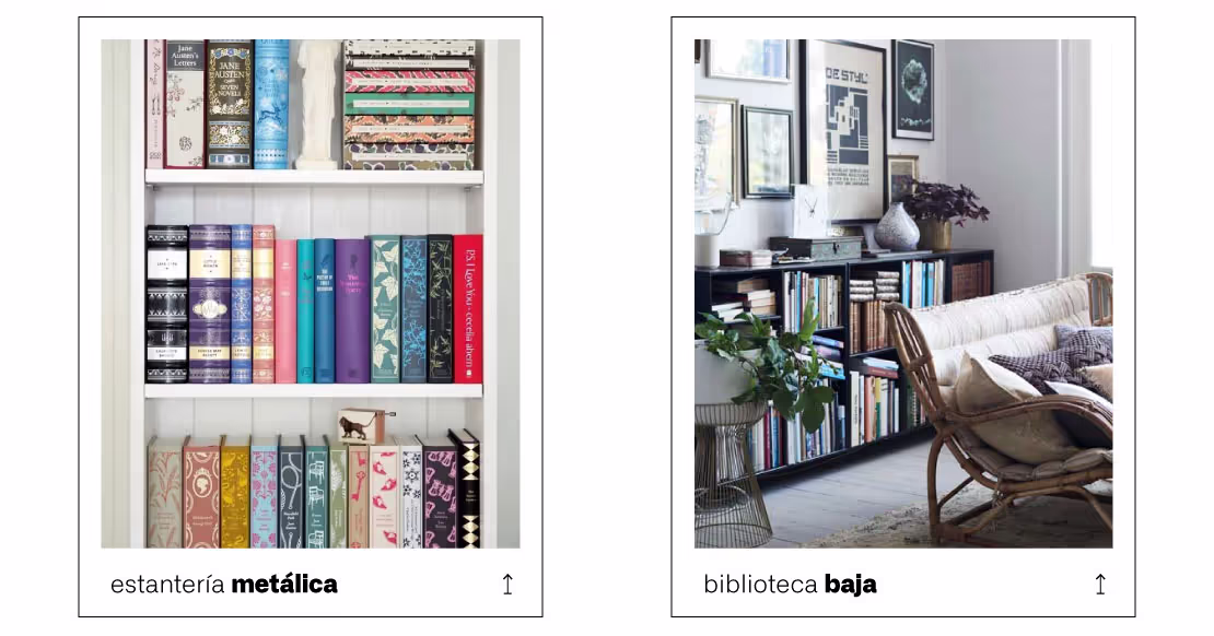biblioteca baja & estantería metálica