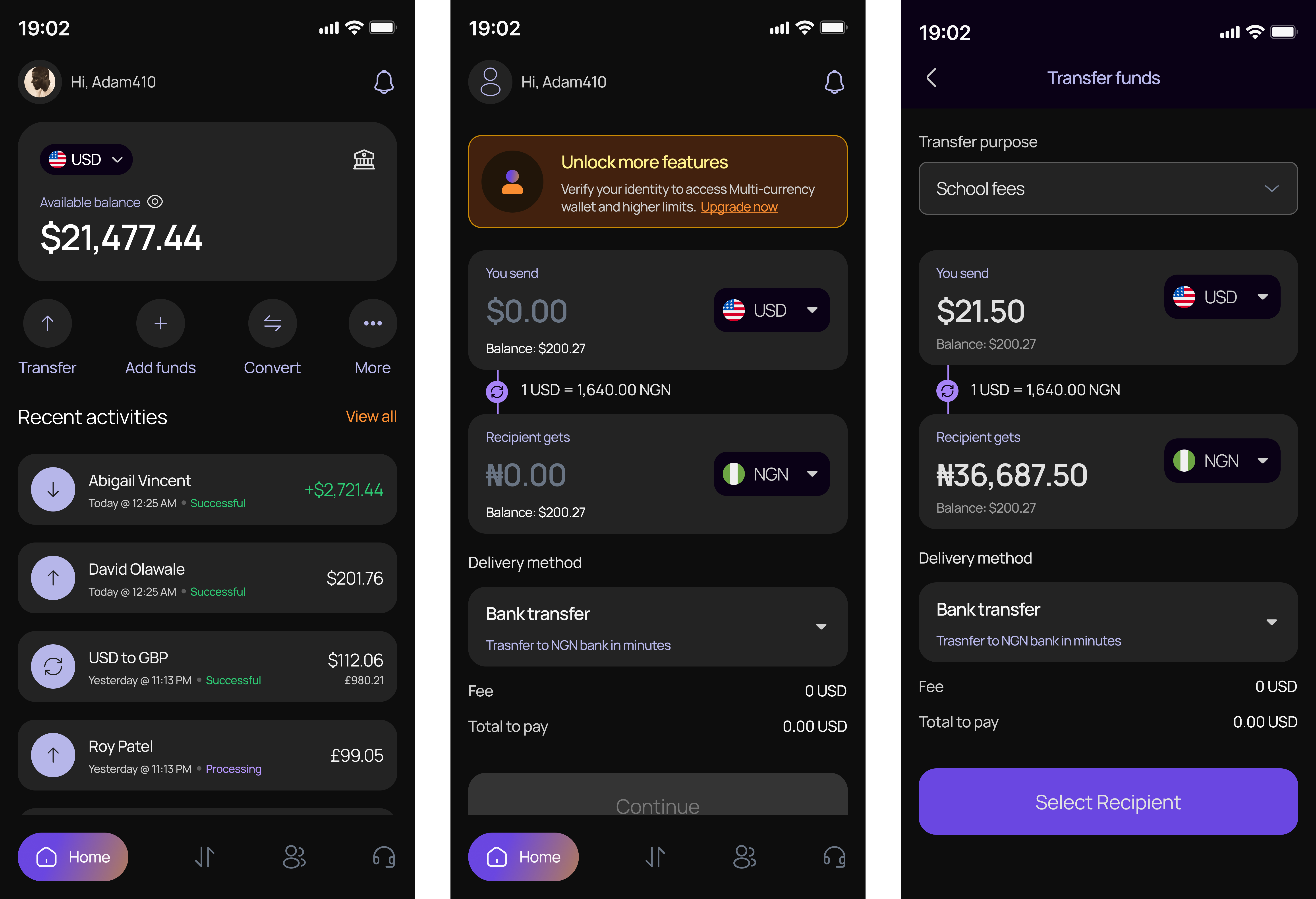 Fintech Mobile screen UXUI screens by Daniel Pelumi