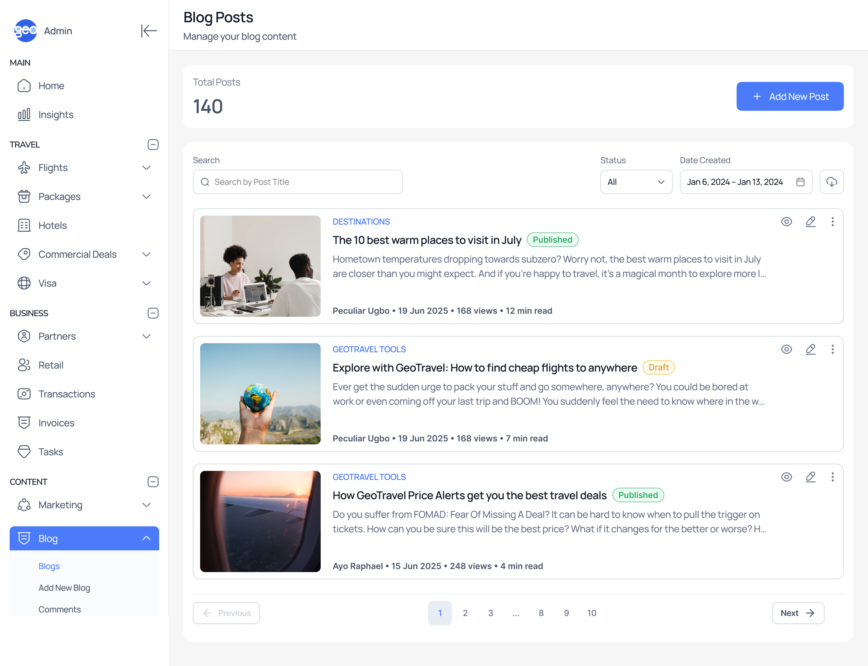 Redesign of GowithGeo (Admin) - An admin web application for a Travel Company