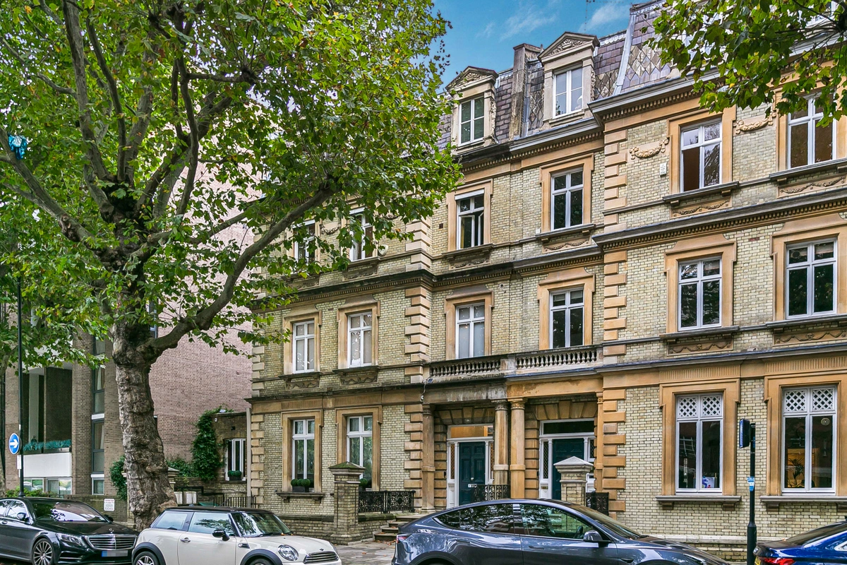 Exterior view of the Holland Park home nestled in a prestigious London neighborhood