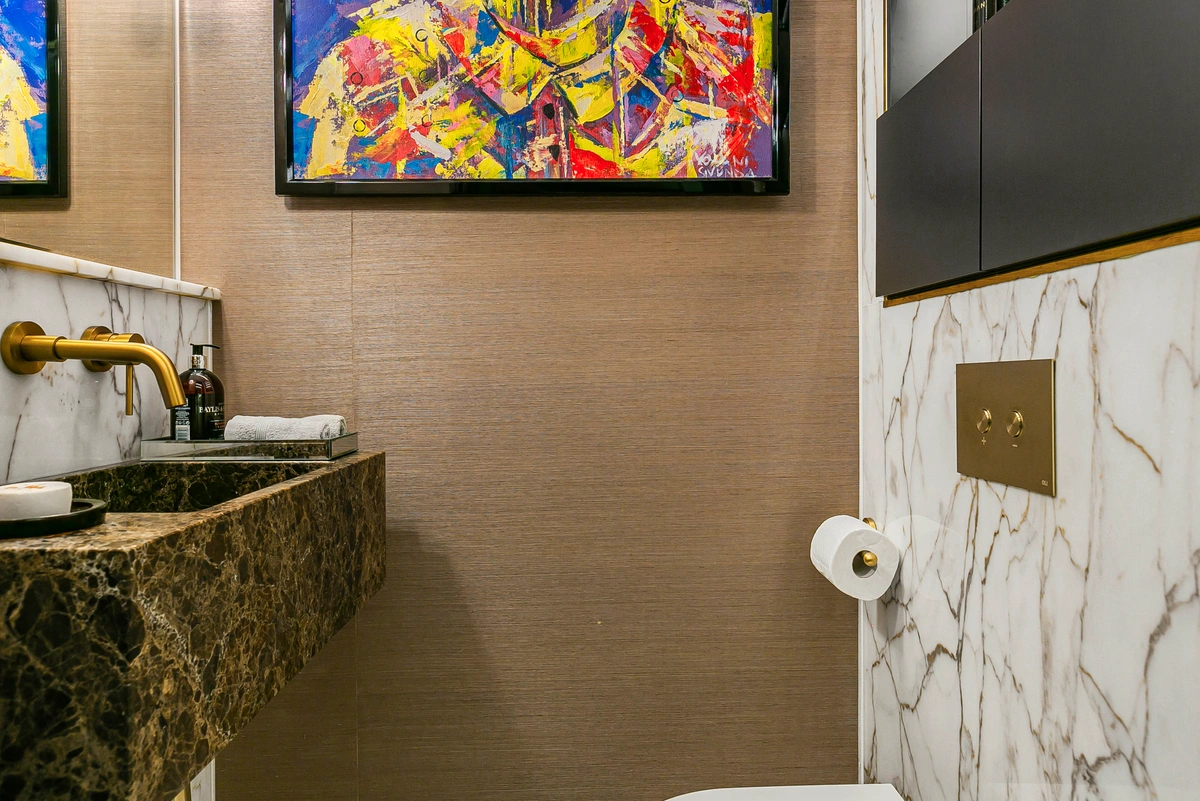 Luxury en-suite bathroom with elegant finishes and underfloor heating