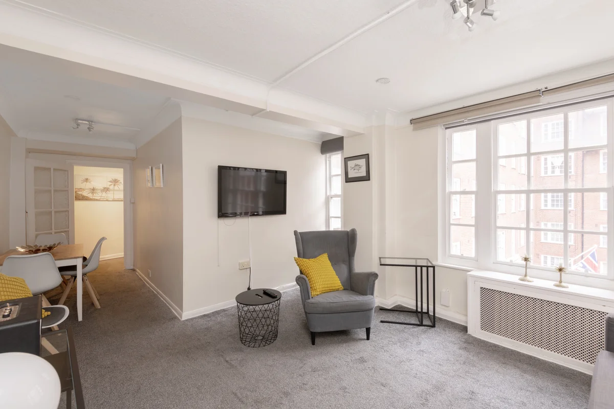 Full view of open-plan living space combining kitchen, dining, and lounge areas