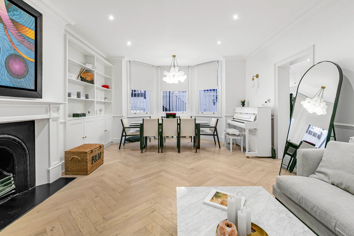 Comprehensive shot of the apartment showcasing its open and airy design