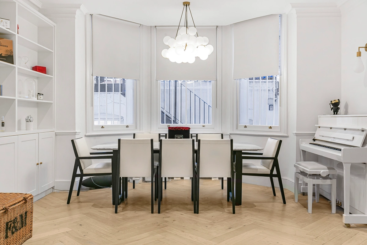 Stylish kitchen table with seating for four and elegant tableware