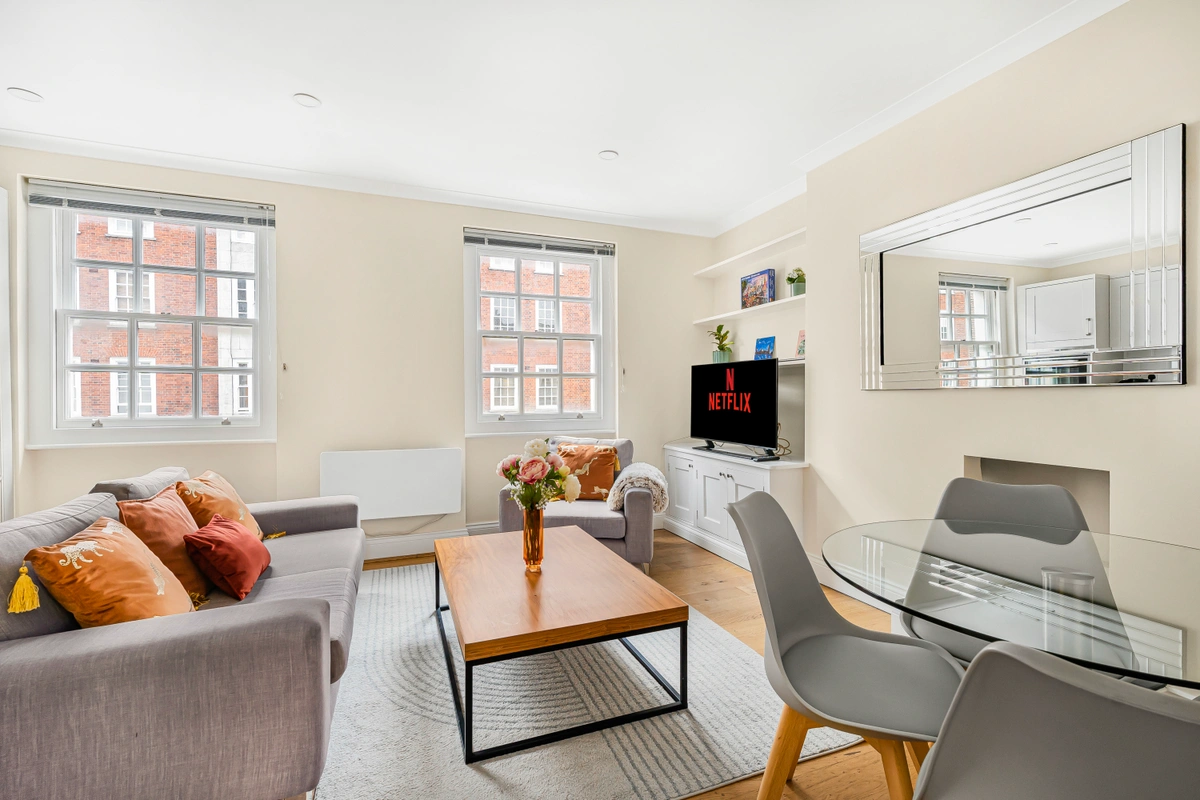 Stylish living area with chic decor and a peaceful ambiance