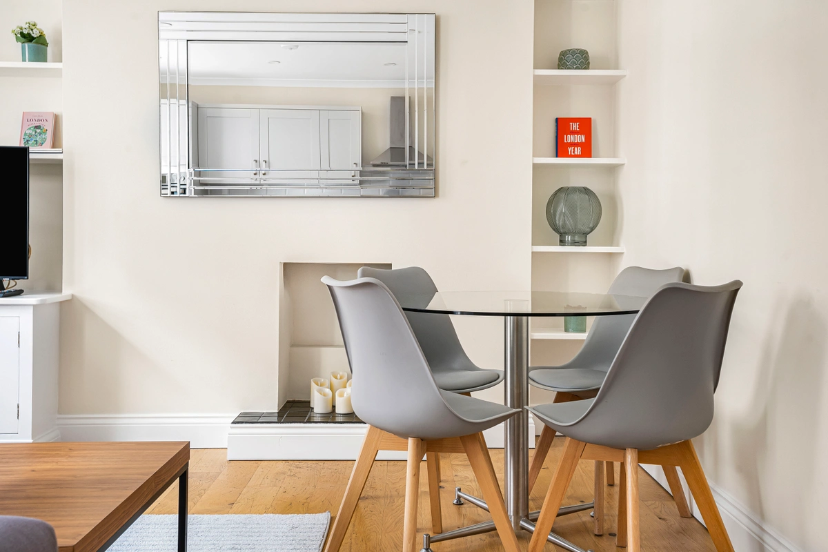Dining table set for two, featuring simple and elegant design