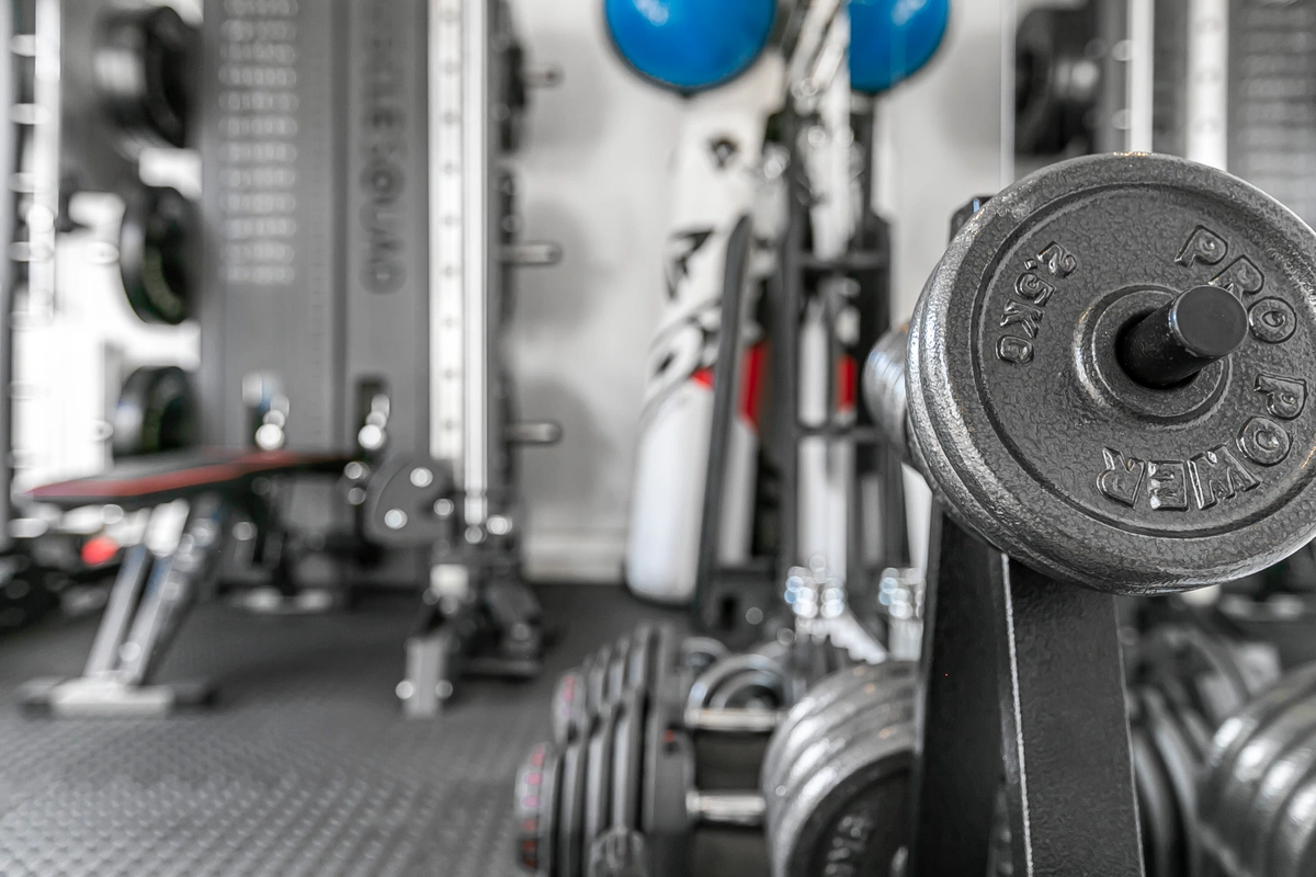 Private home gym with state-of-the-art equipment and plenty of space