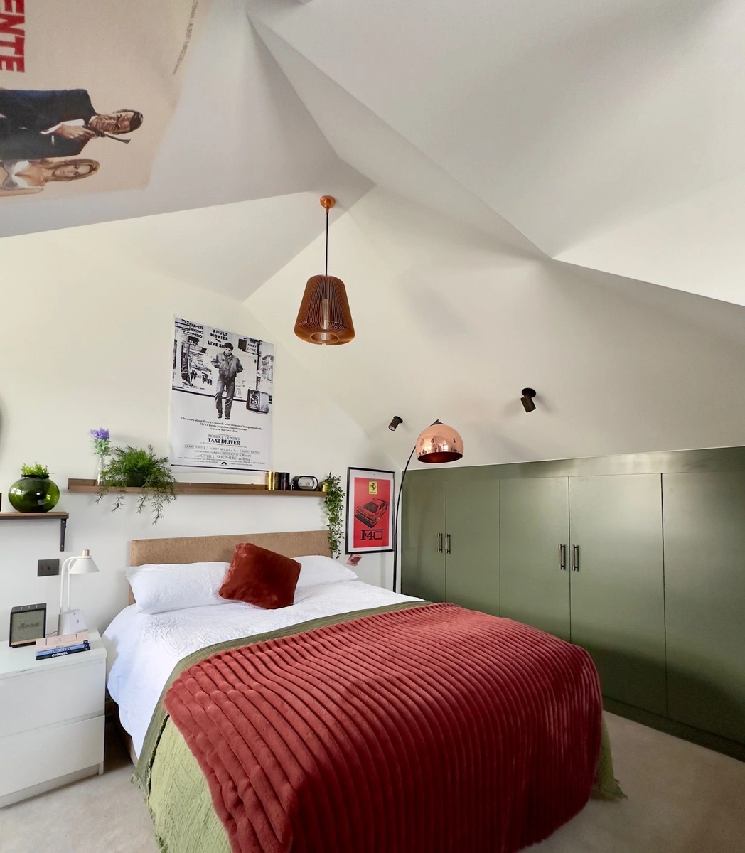 Chic bedroom with double bed and cozy atmosphere