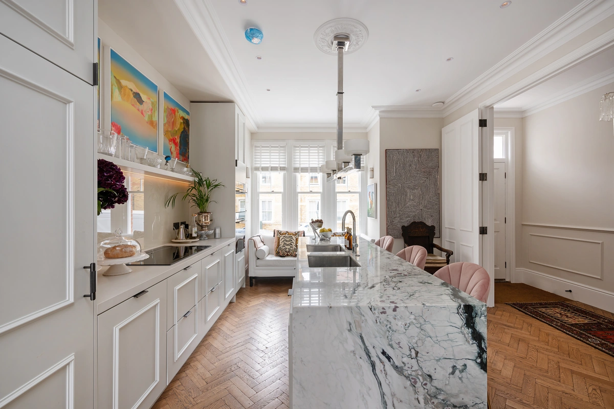 Stylish kitchen featuring ample storage and clean design
