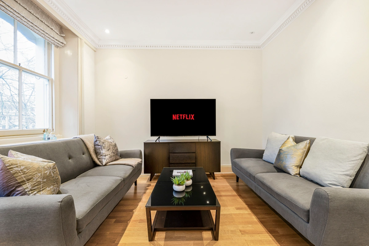 Elegant living room with plush seating and refined décor