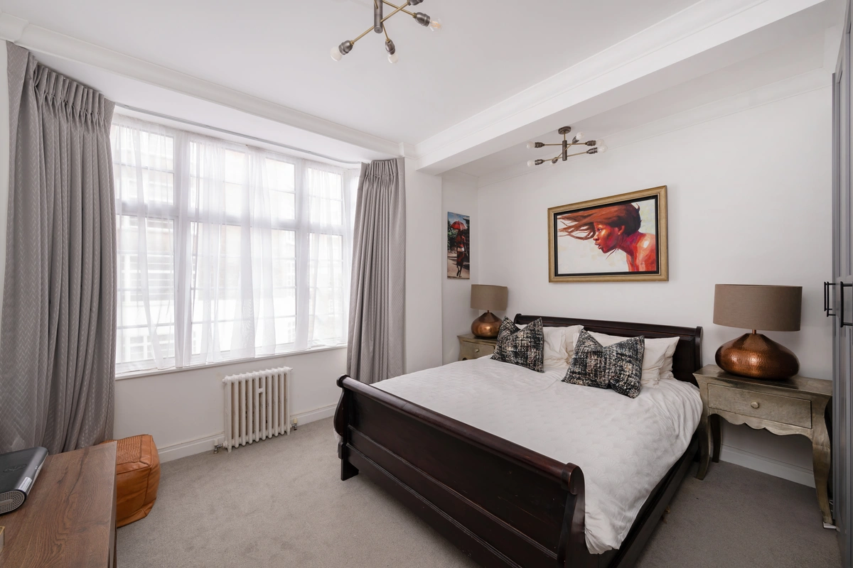 Inviting bedroom with double bed and plush bedding