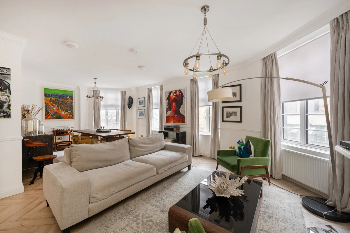 Bright living space featuring sleek decor and inviting seating