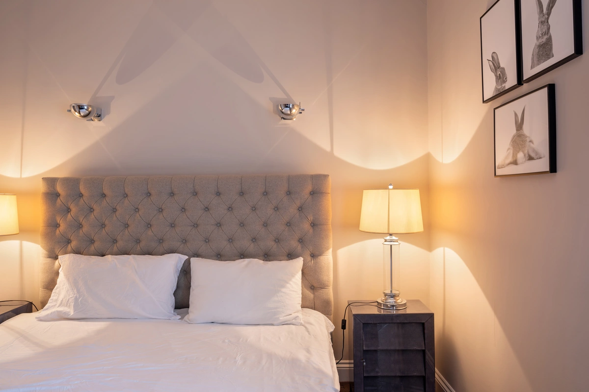 Tranquil bedroom featuring a large bed and peaceful ambiance