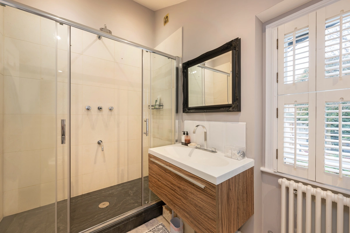 Luxury bathroom with high-end fixtures and elegant finishes