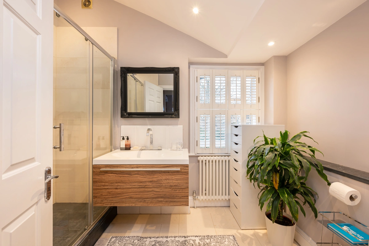 Modern bathroom with a walk-in shower and sleek design