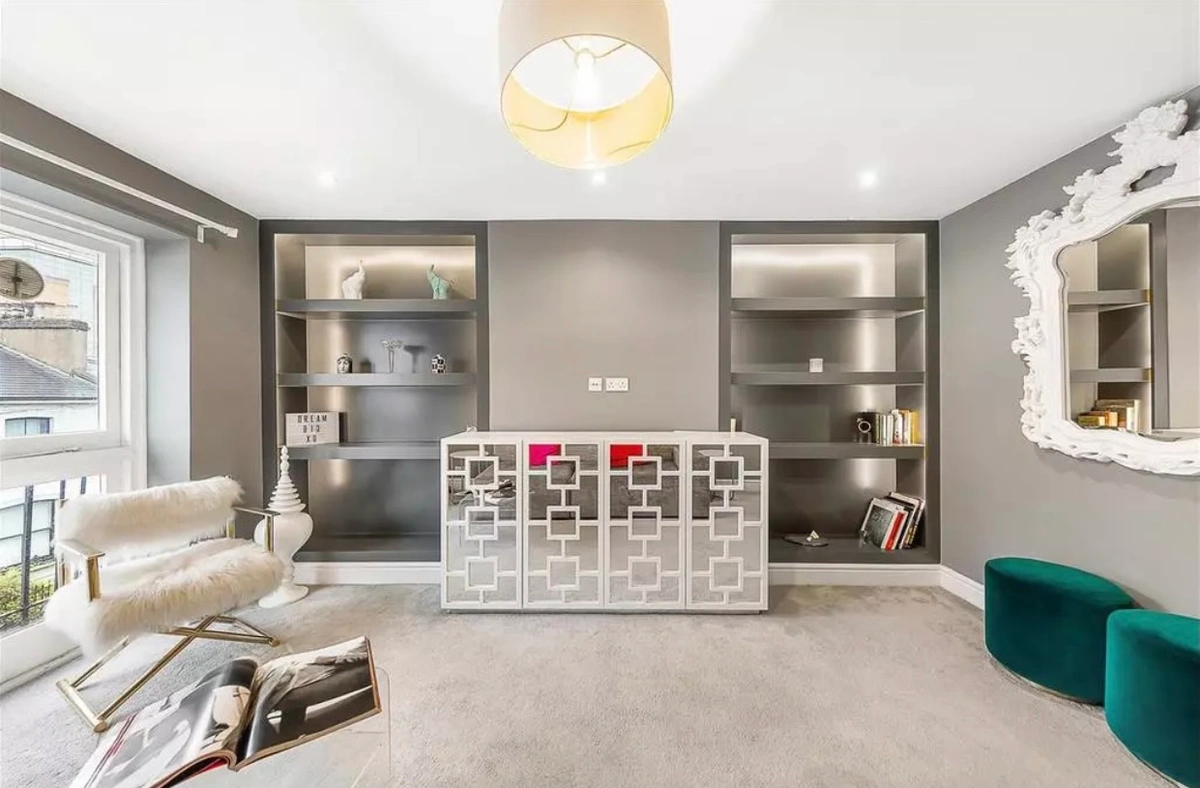 Elegant lounge area with modern decor and cozy atmosphere