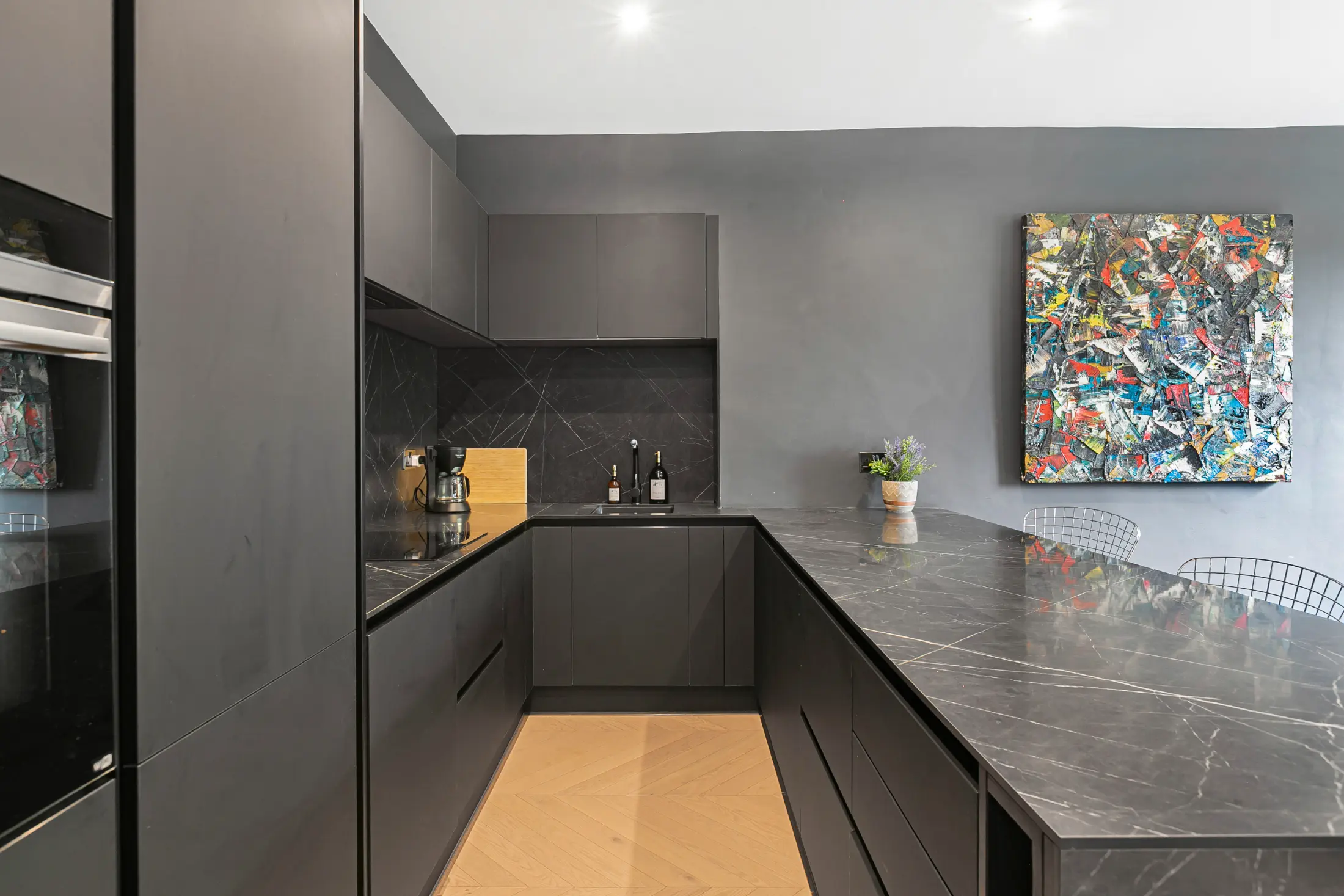 Fully equipped kitchen at Casa Cribs featuring Siemens appliances and sleek finishes.