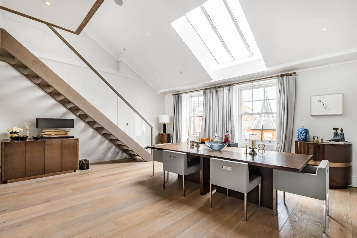 Full view of the living and dining area at Casa Cribs blending modern style with comfort.