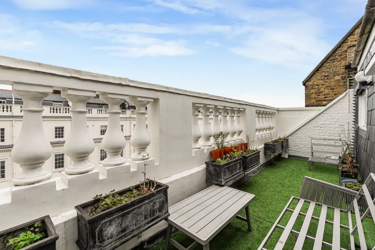 Private terrace at Casa Cribs offering a serene outdoor retreat.