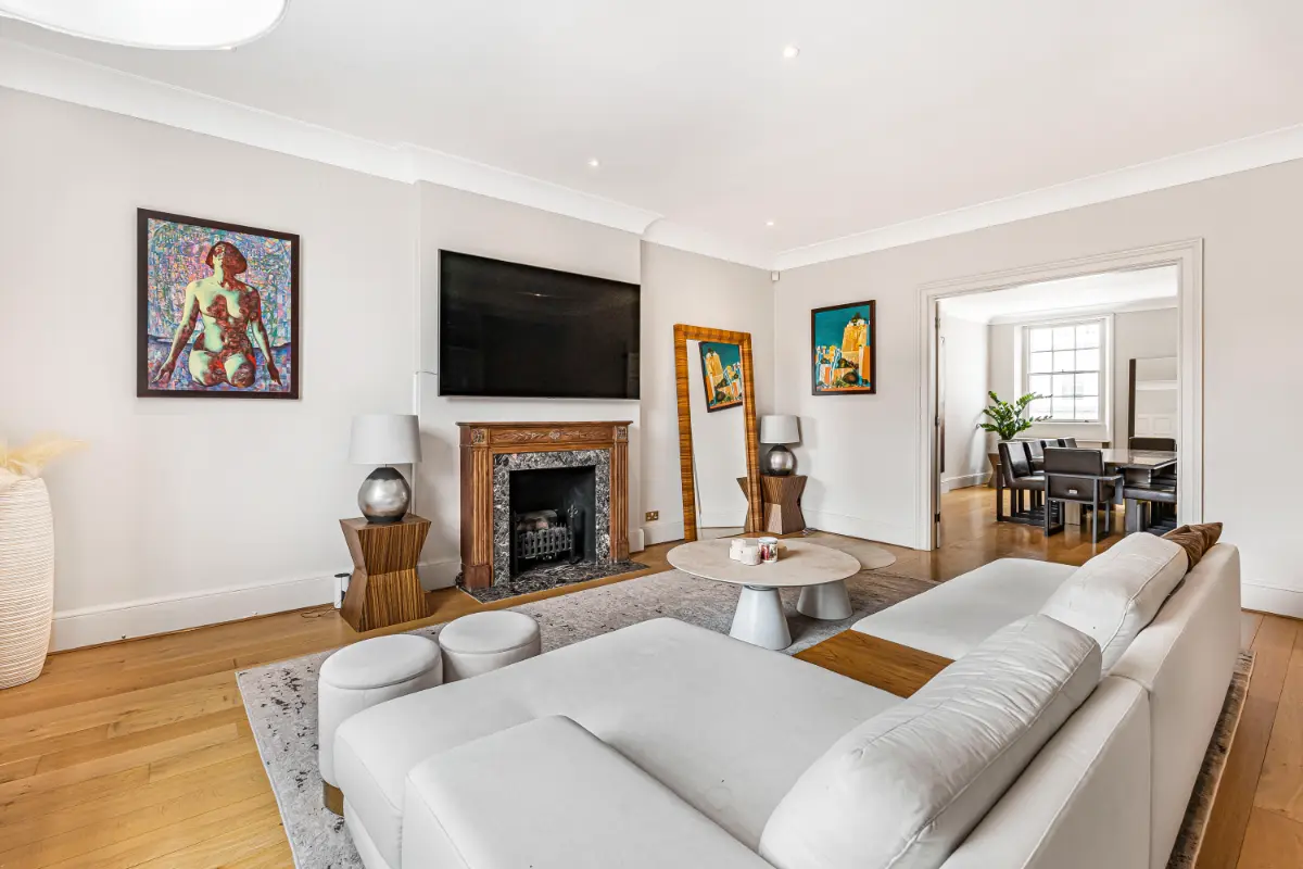 Another angle of the elegant living space at Casa Cribs with abundant natural light.
