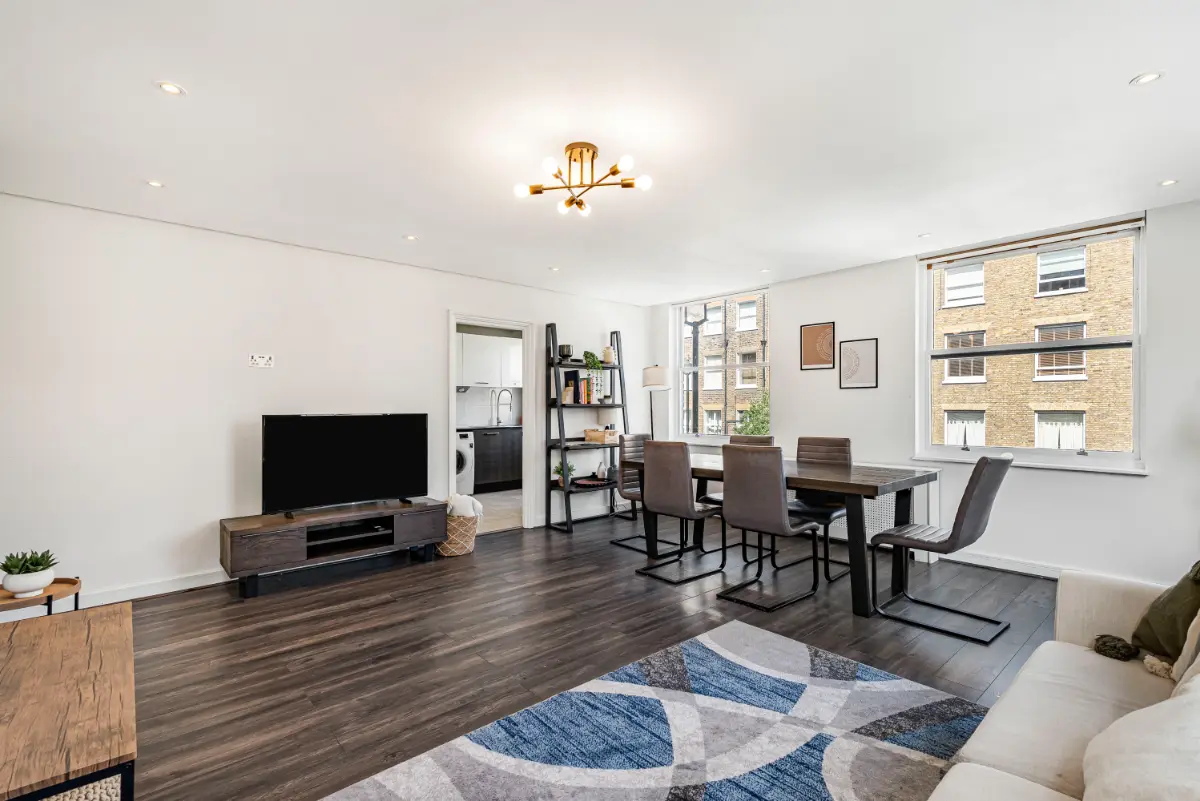 Open-concept living and dining area at Casa Cribs with seamless flow and abundant light.