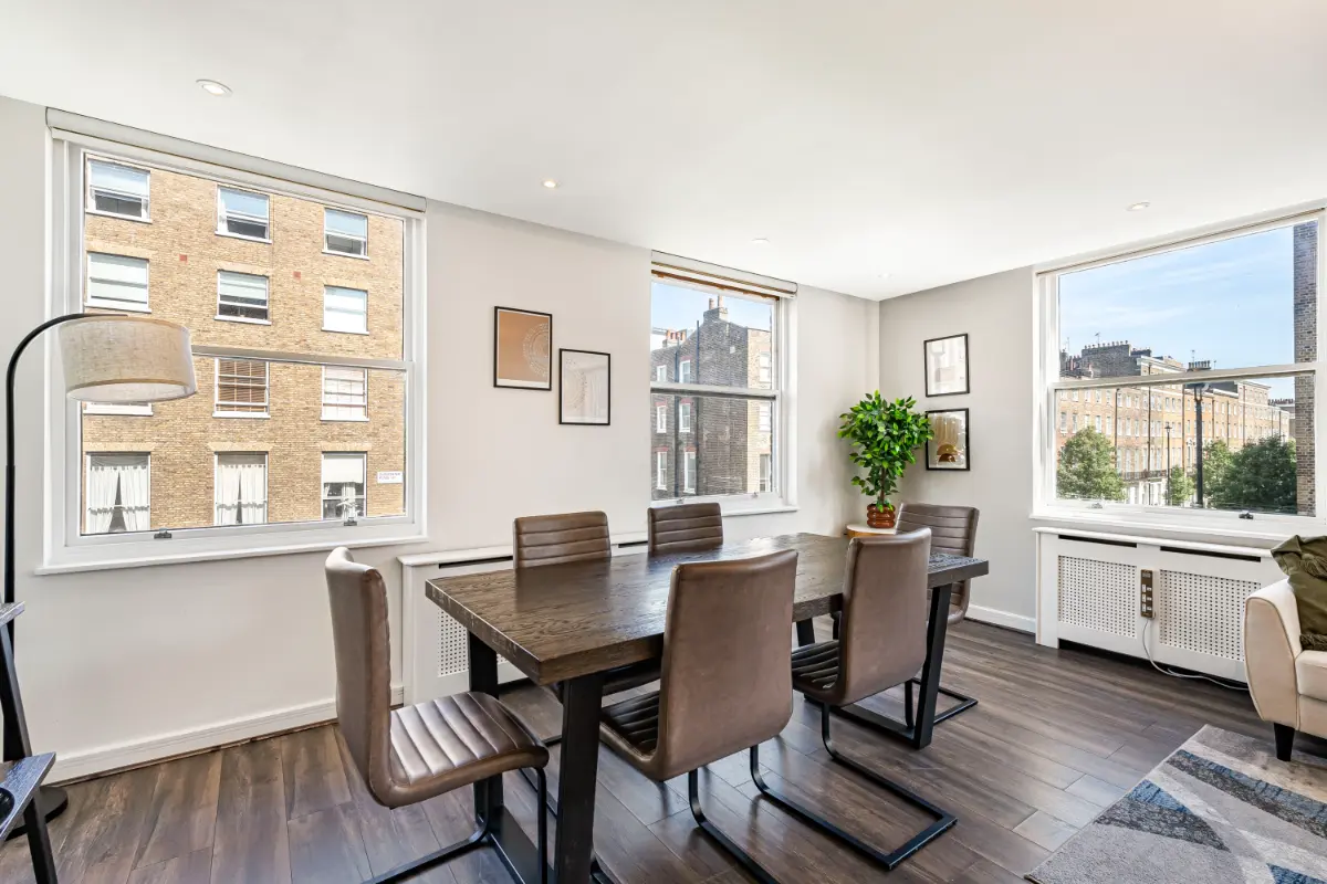 	Sophisticated dining space at Casa Cribs ideal for shared meals and gatherings.