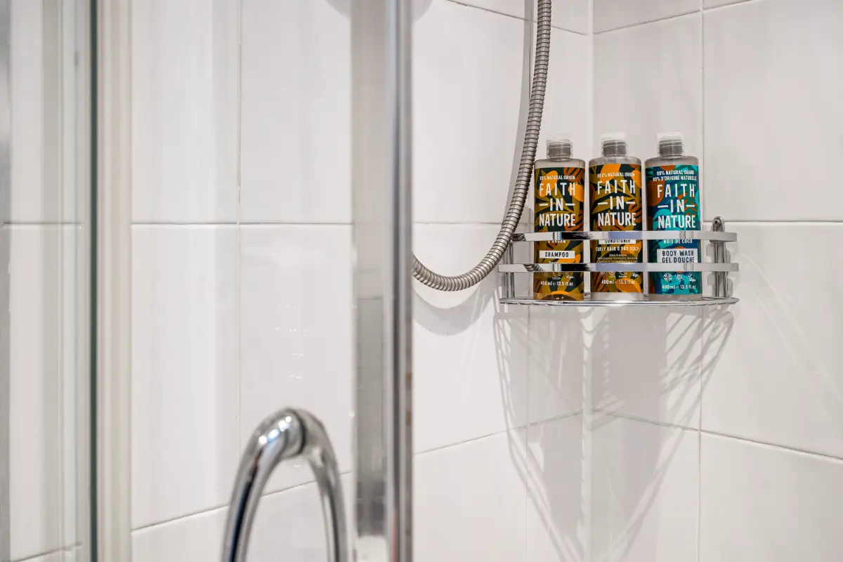 Shower products and amenities in the bathroom at Casa Cribs