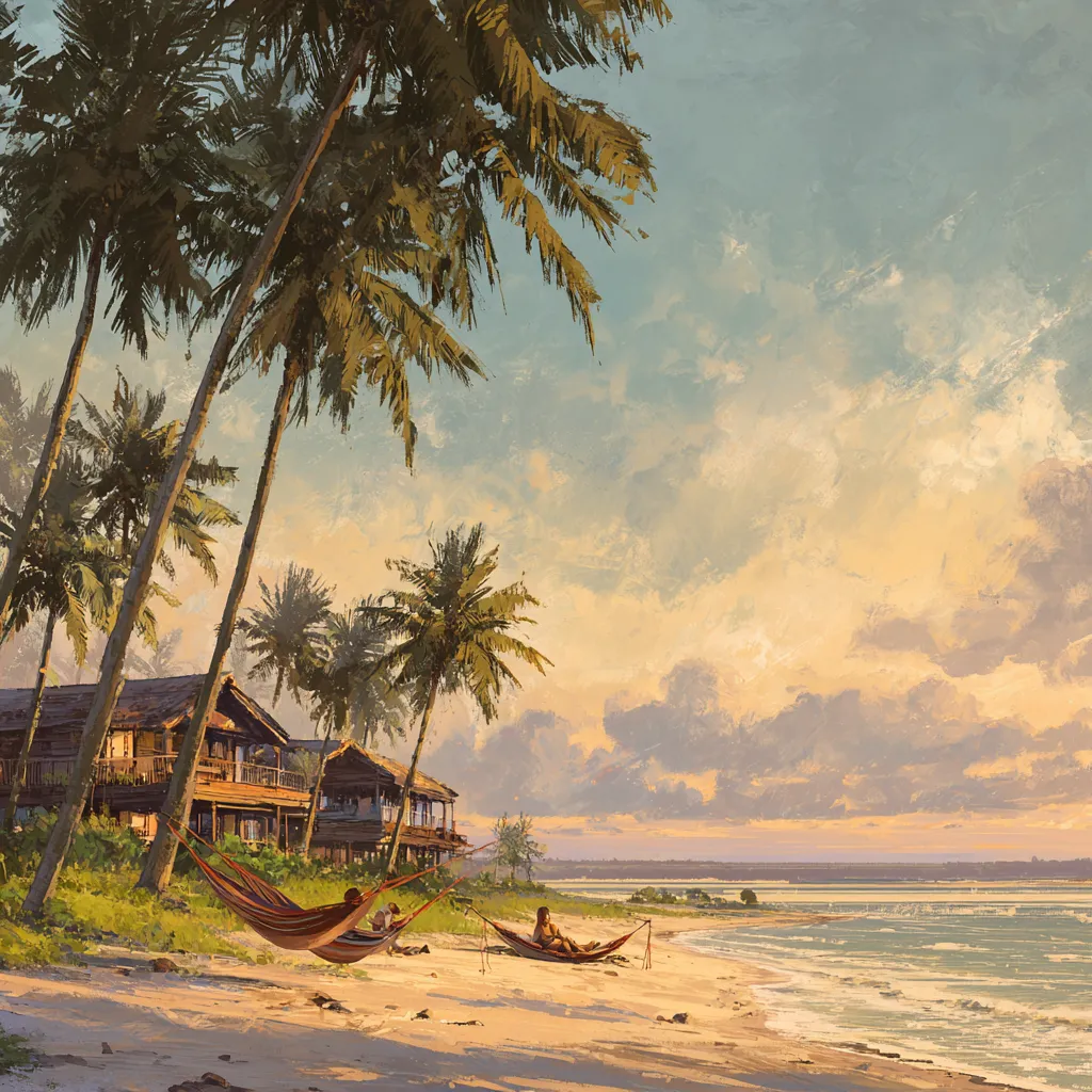 plage avec un hamac suspendu