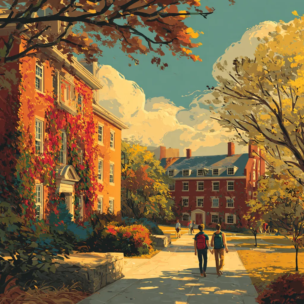 Illustration d'étudiants dans un campus américain