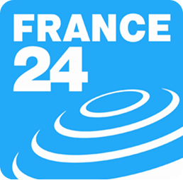 France 24 logo with the Earth in white stripes