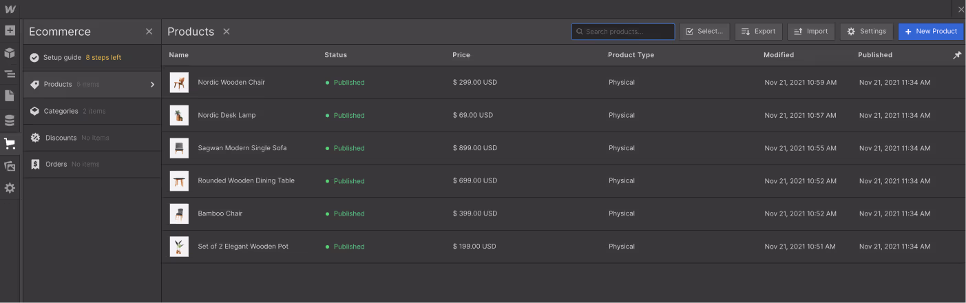 eCommerce Collection - Decoration X Webflow Template