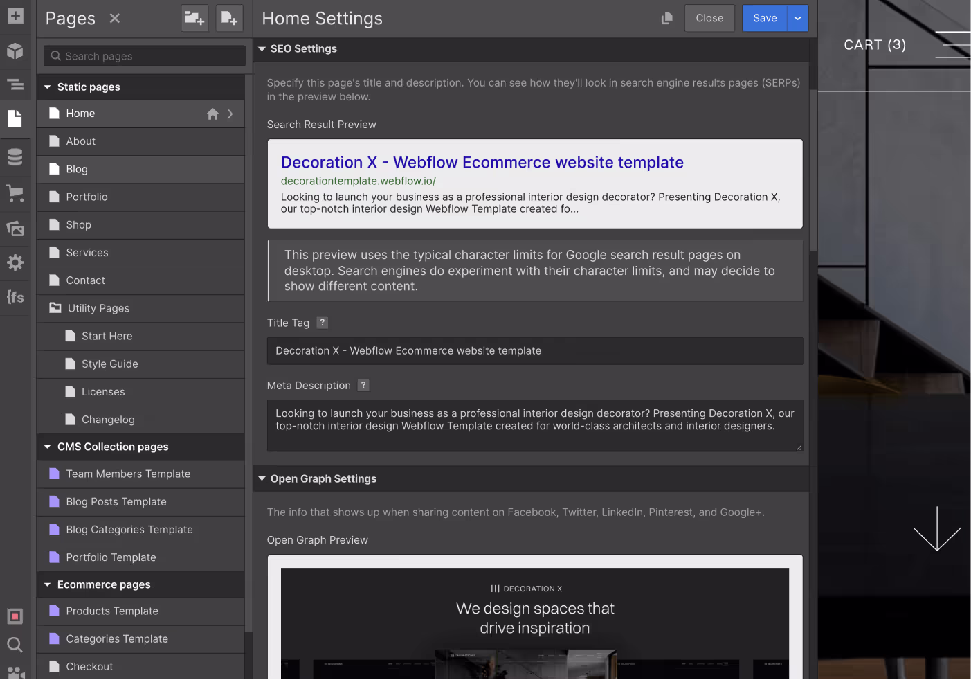 SEO - Decoration X Webflow Template