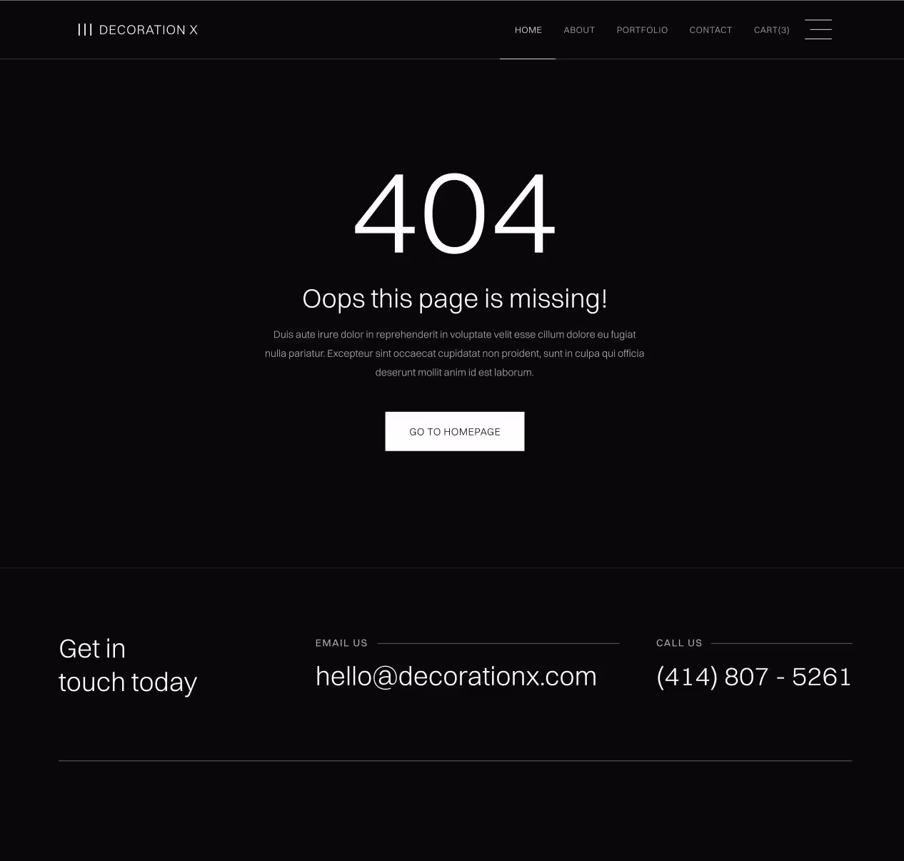 404 Not Found - Decoration X Webflow Template