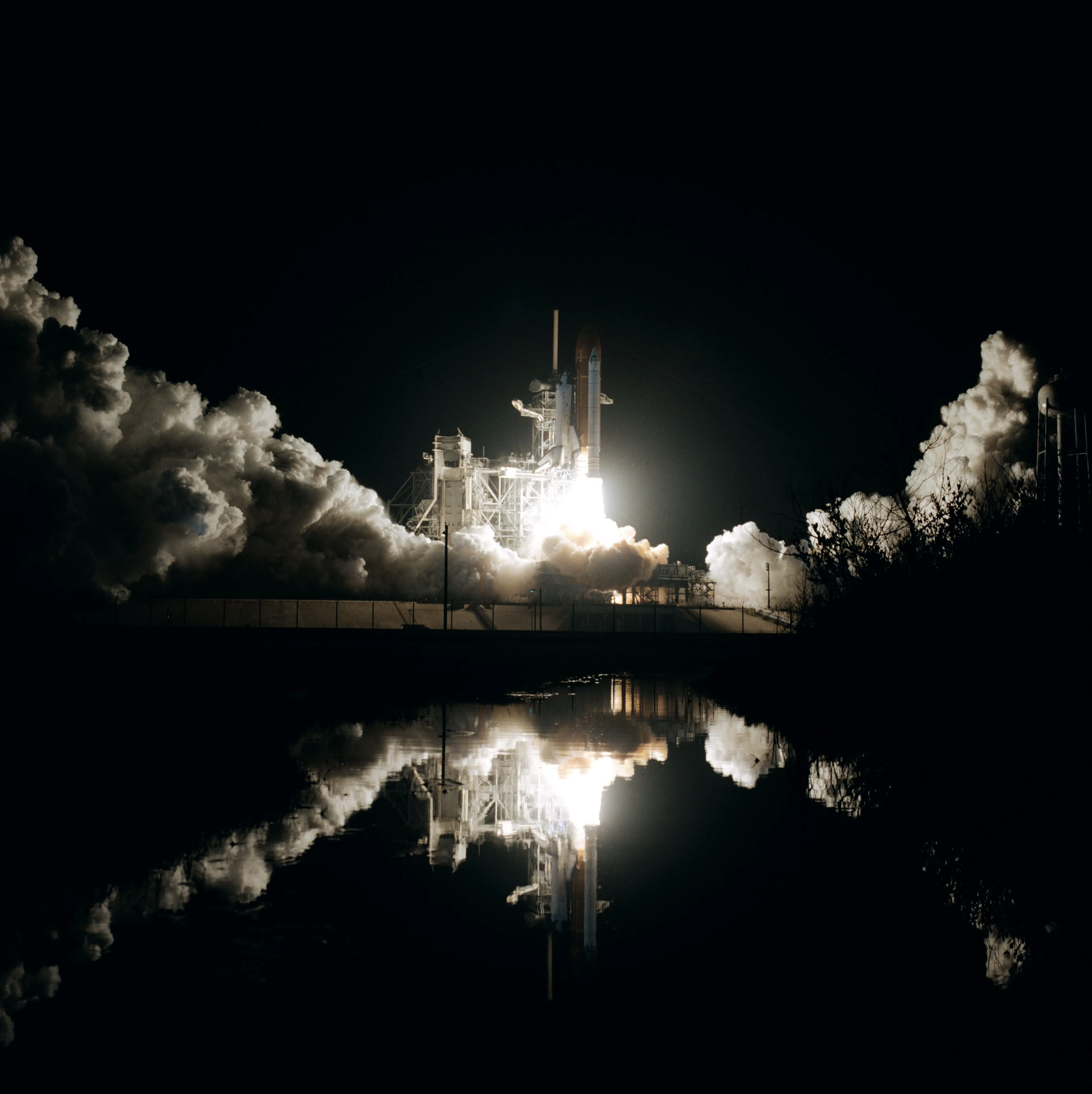 A rocket launching from earth