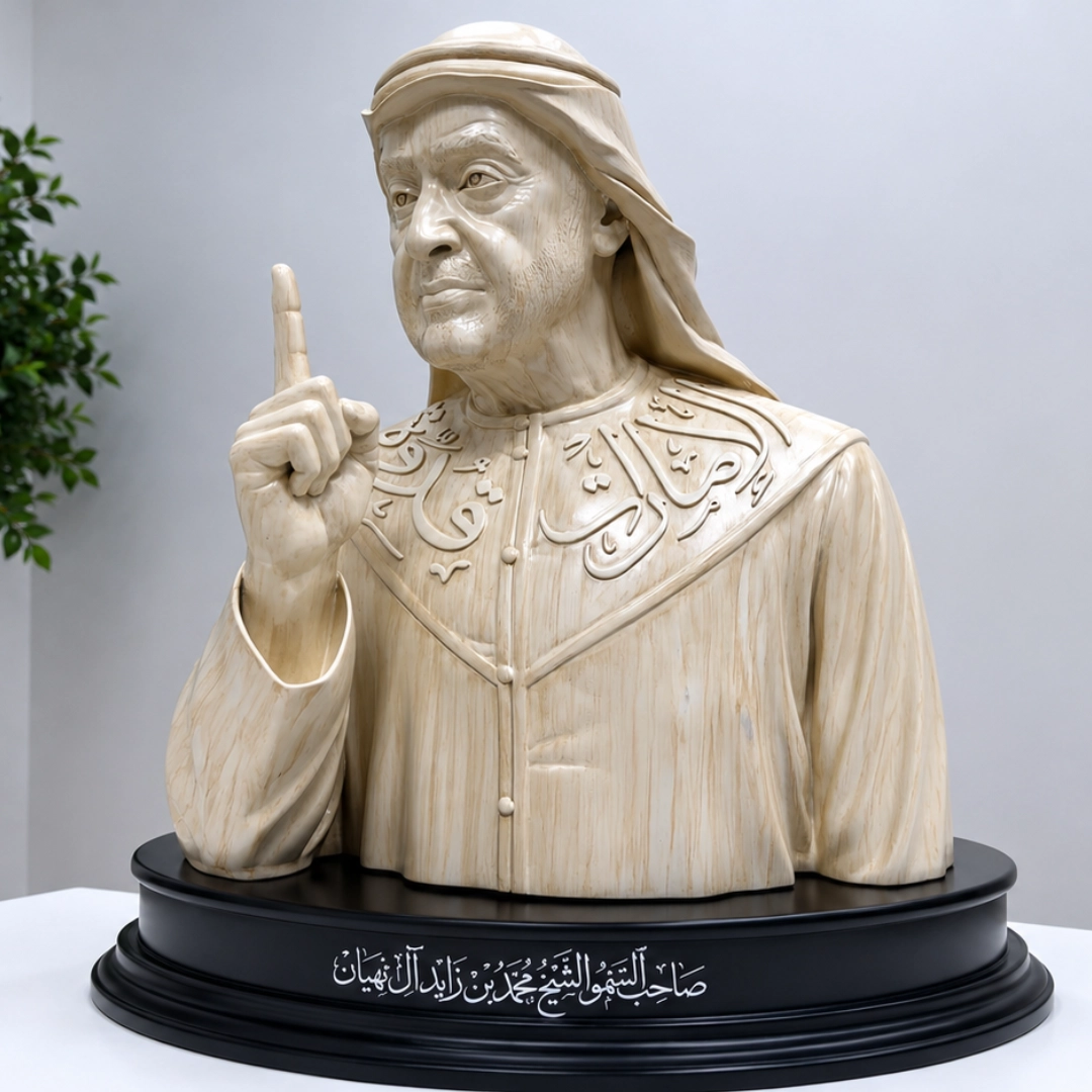 Ivory finish portrait sculpture crafted by 3Distica, Dubai