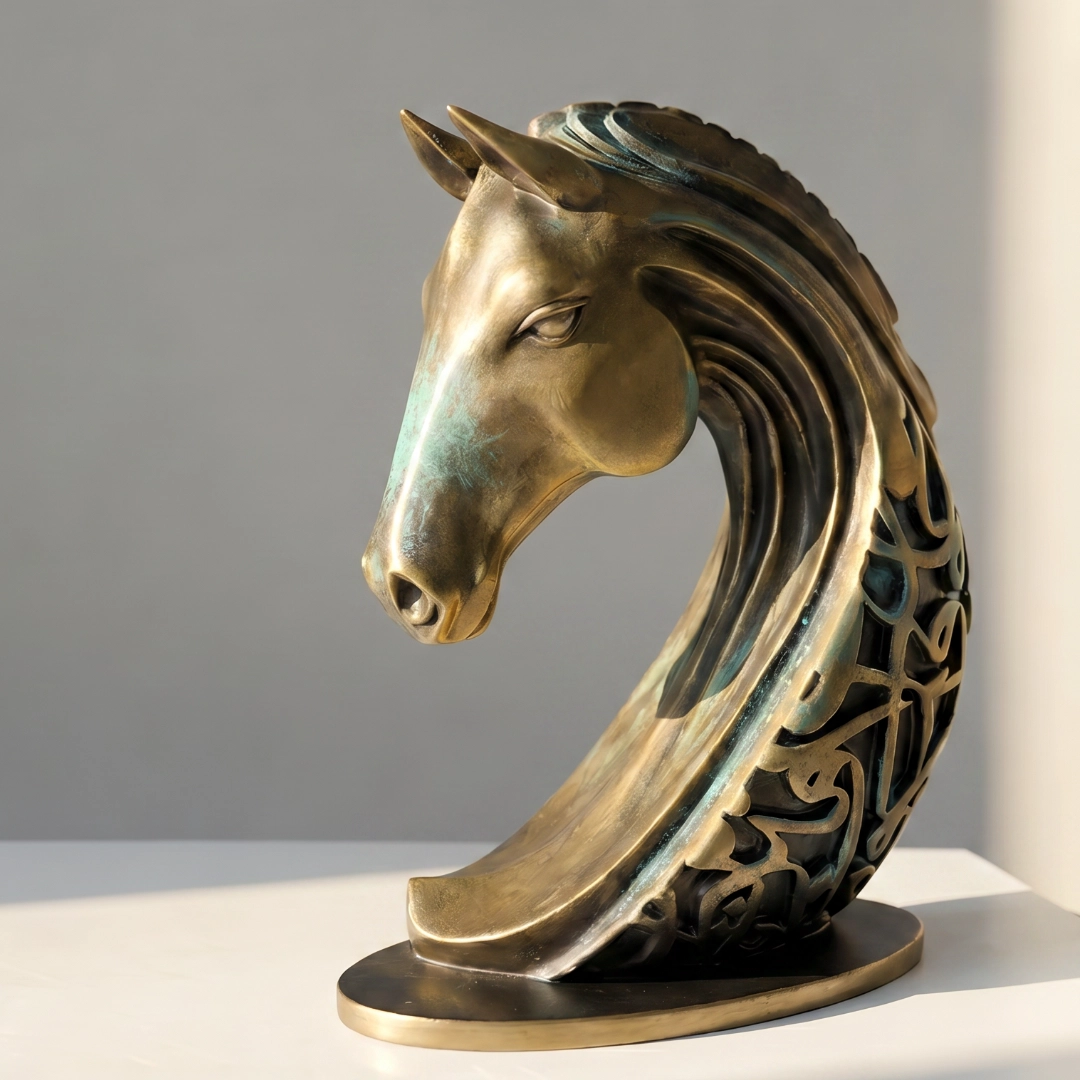 Metallic finished car sculpture with smooth reflective bodywork