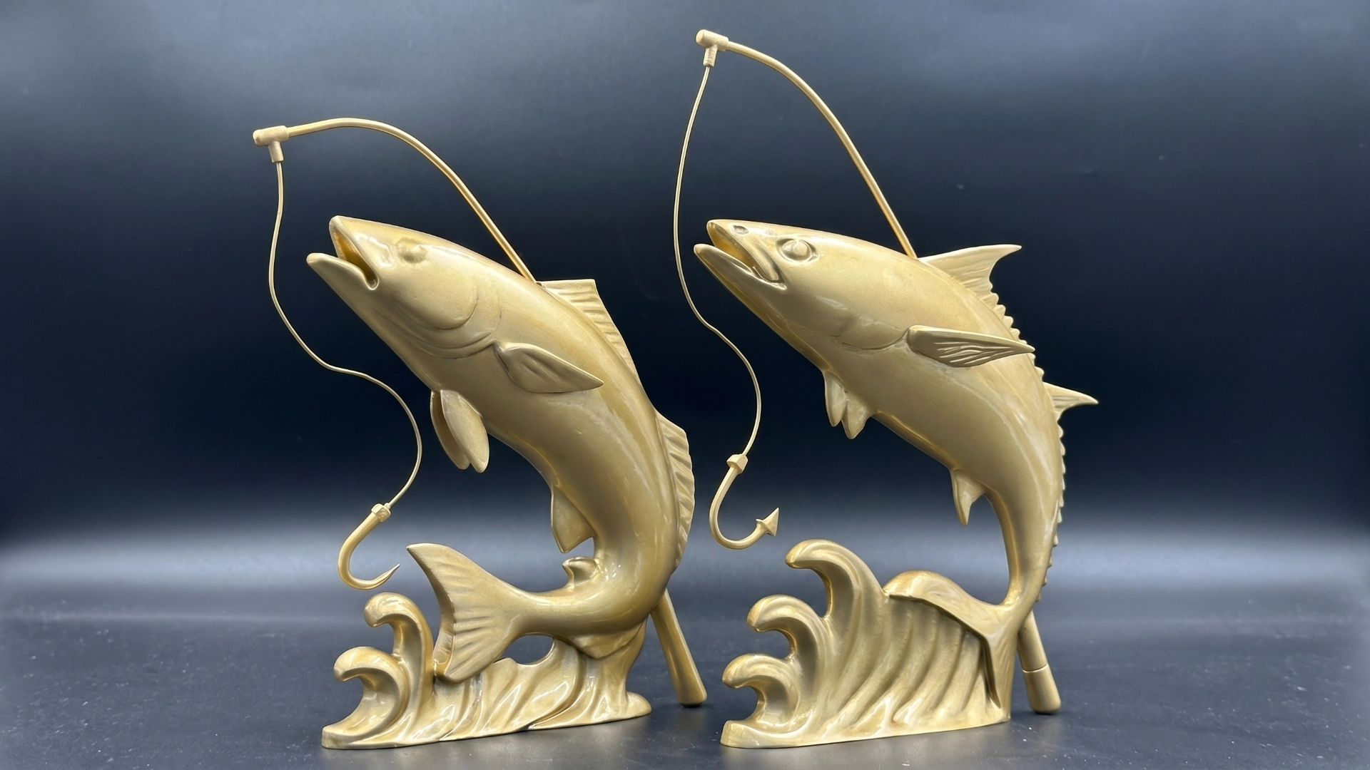 Sculpted fish model with a polished finish