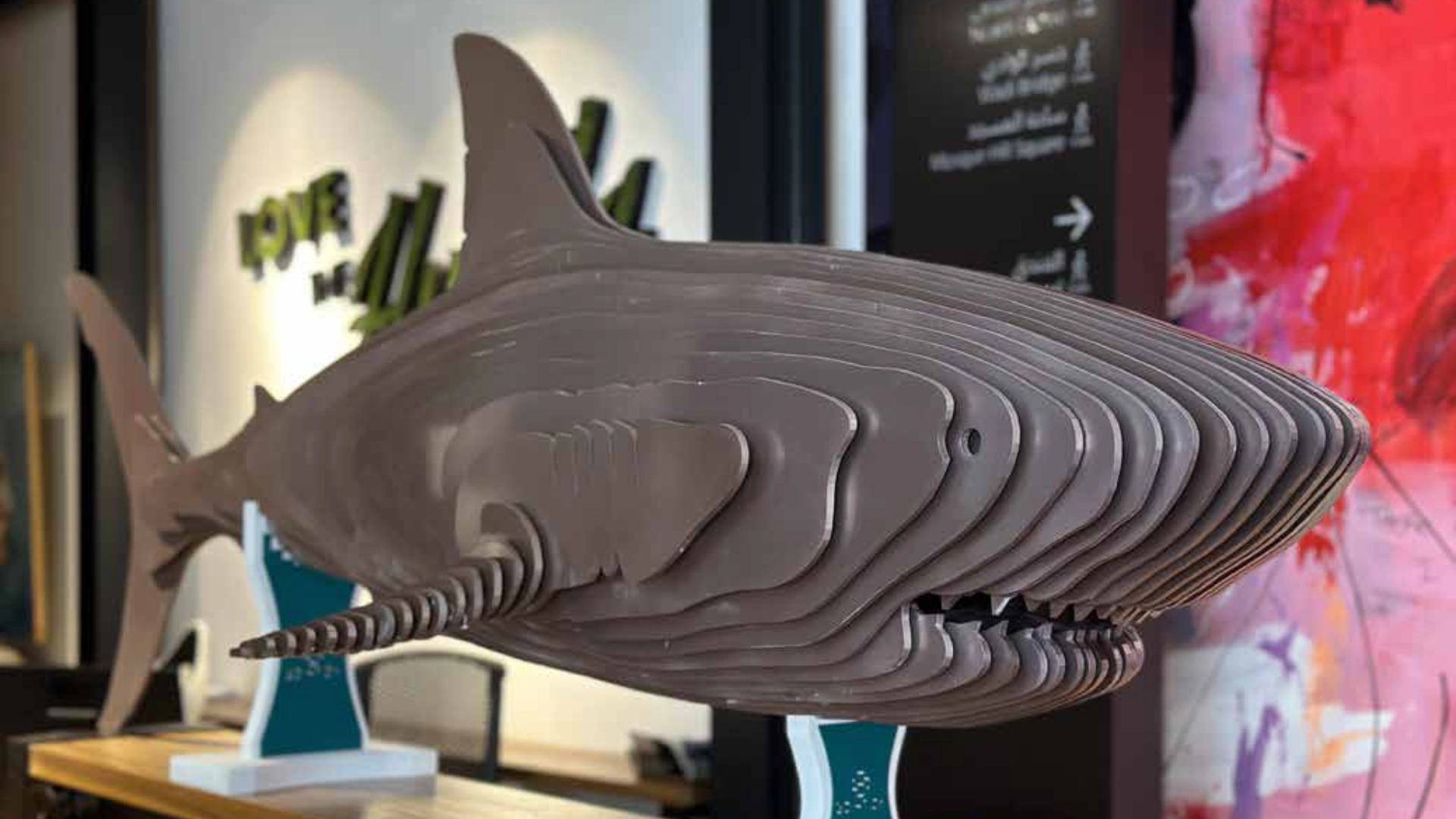 Sculpted shark model with a smooth finished surface