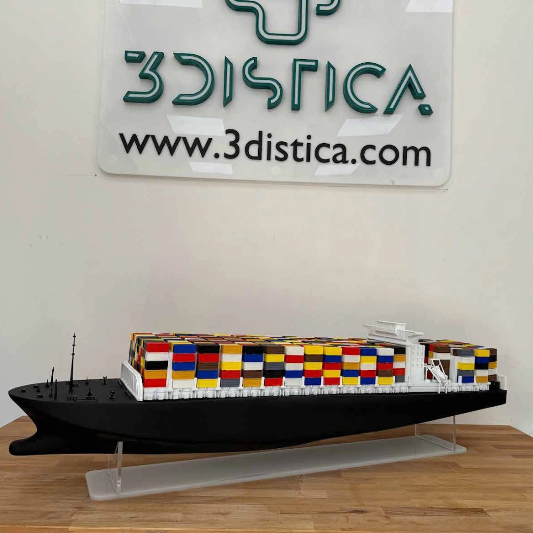 Detail of a large carved model ship.