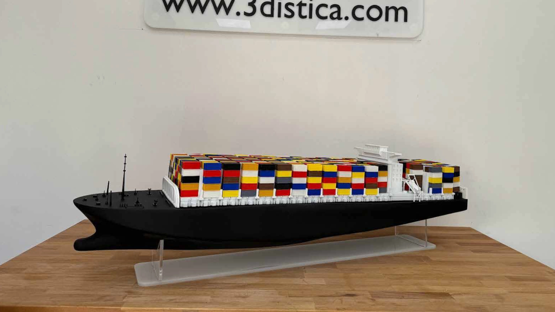 Large carved model ship display piece.