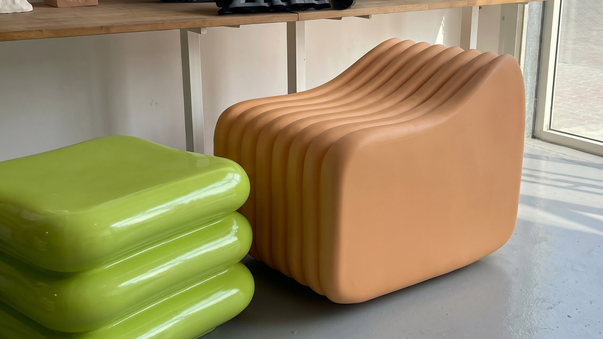 Abstract custom sculpture with a smooth painted finish