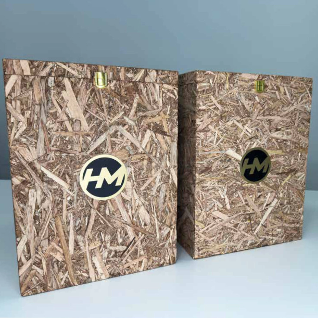 Pair of oversized display boxes with textured finish