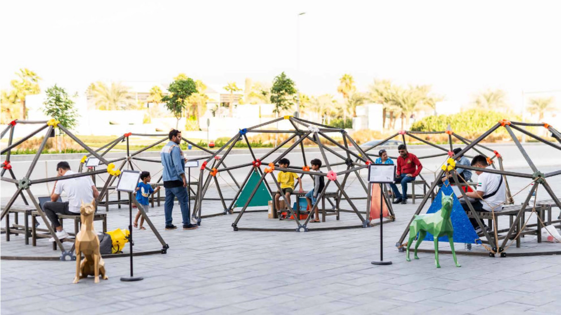 Architectural model of a latticed dome pavilion
