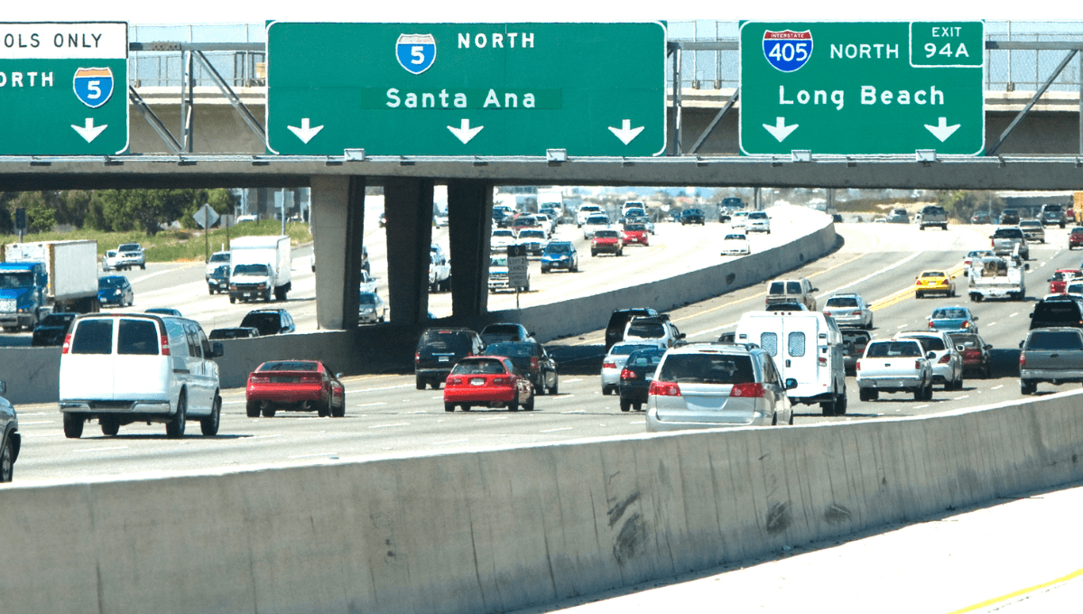 Vehicles on the busy freeways