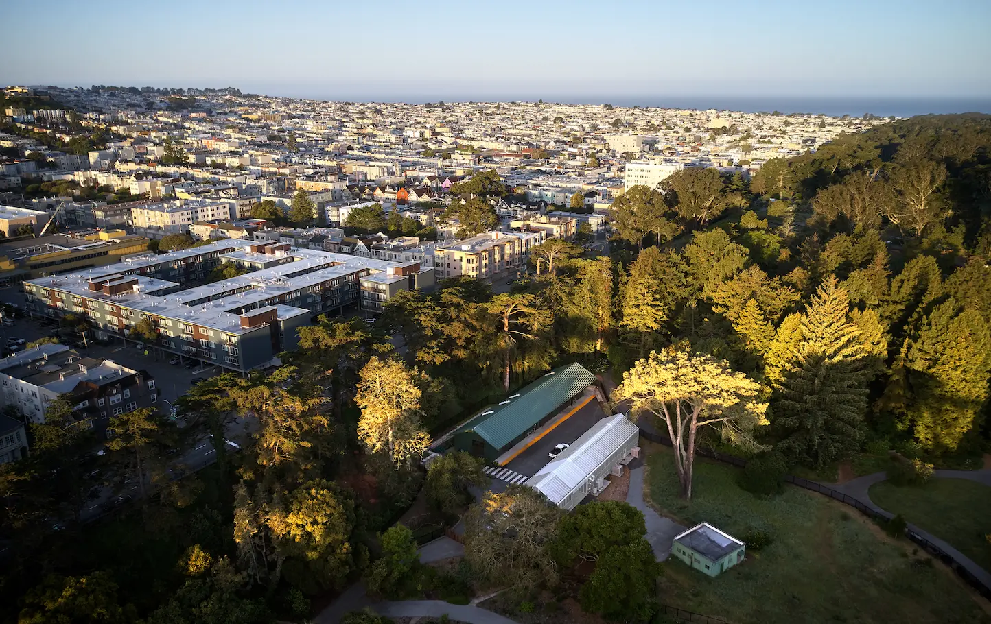 San Francisco Botanical Gardens aerial view showcasing comprehensive landscape design and garden planning for botanical education and conservation