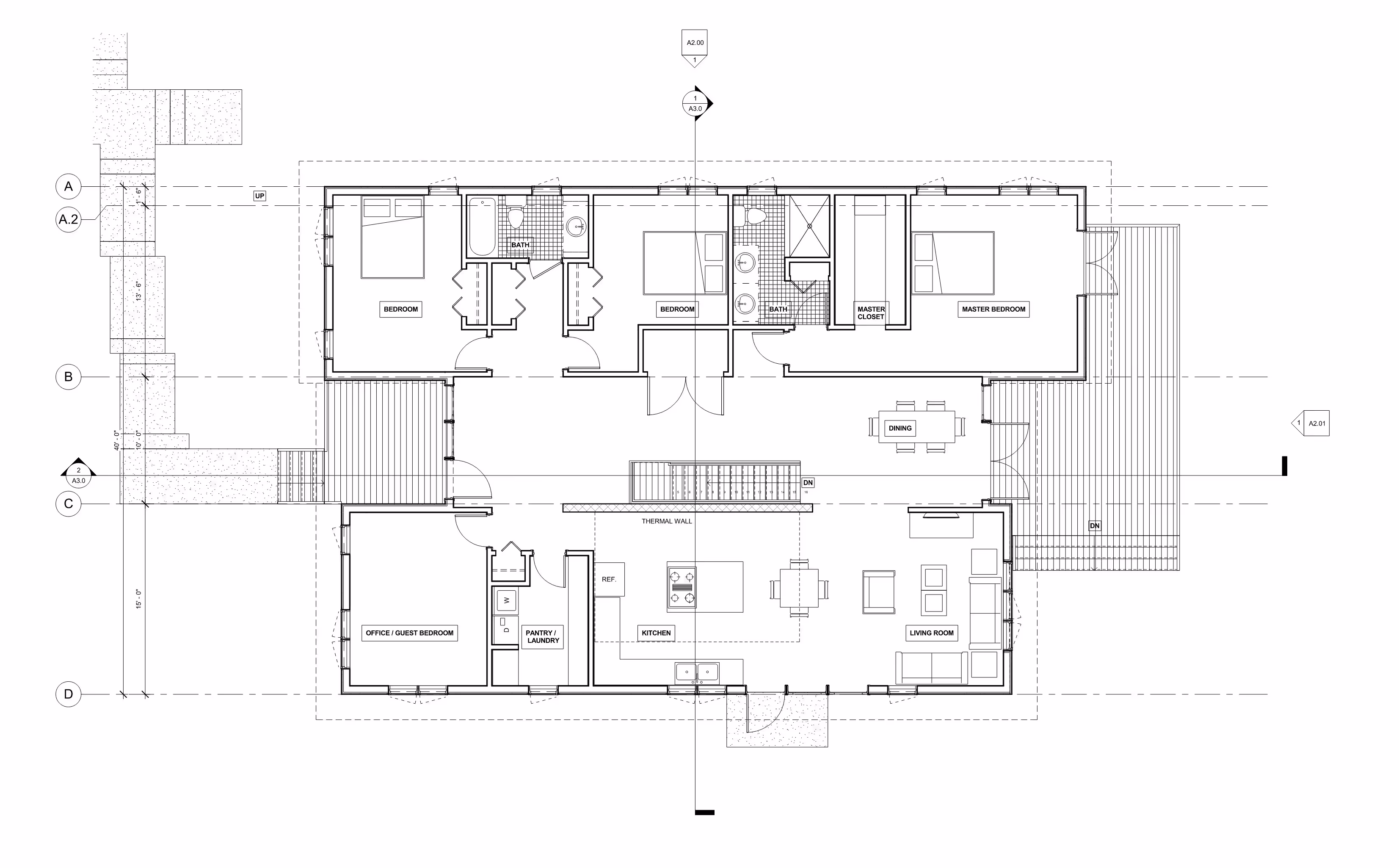 Happy Valley Net Zero Homes architectural design review drawings showing sustainable residential development with renewable energy systems