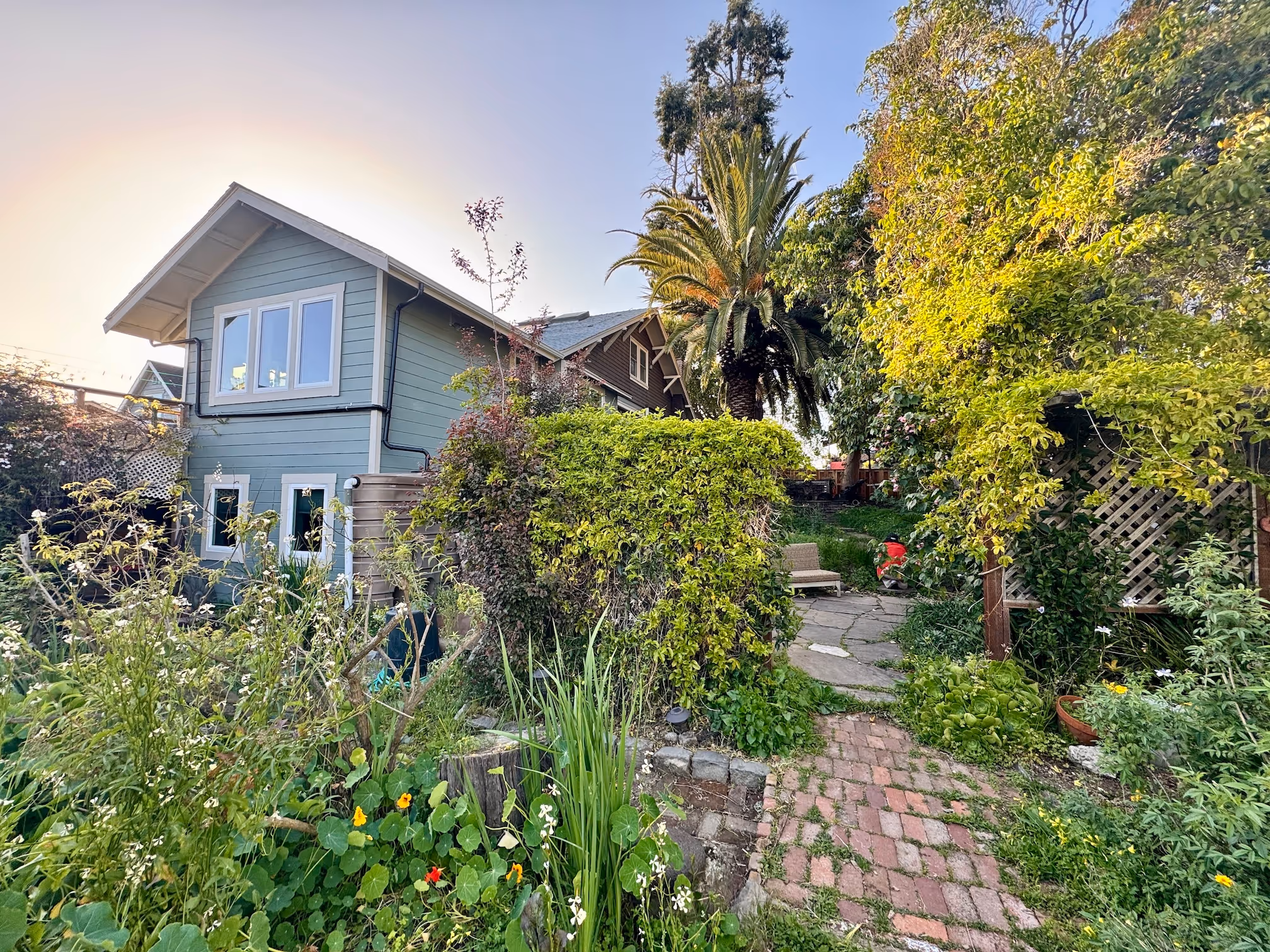 Canticle Farm residential architecture supporting community values of service and simplicity in East Oakland intentional community