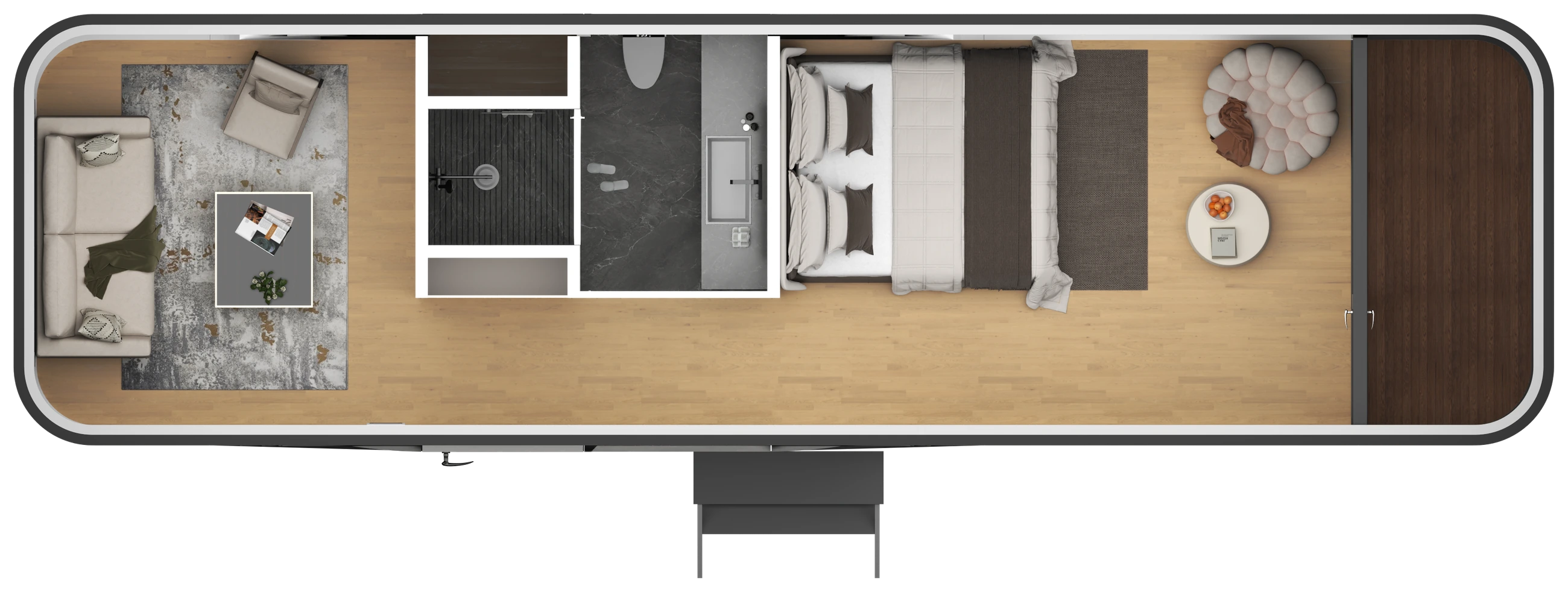 Barton Springs 410 floor plan seen from above, one level