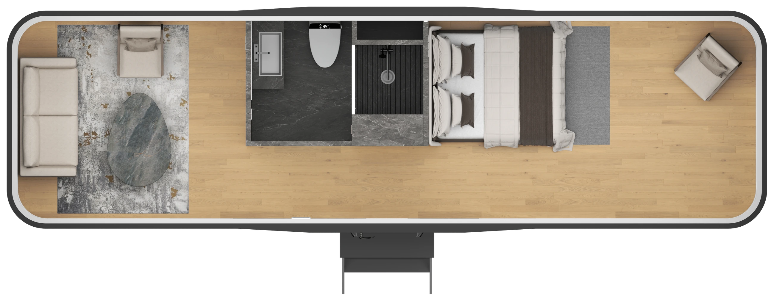 Lockhart 420 floor plan seen from above, one level