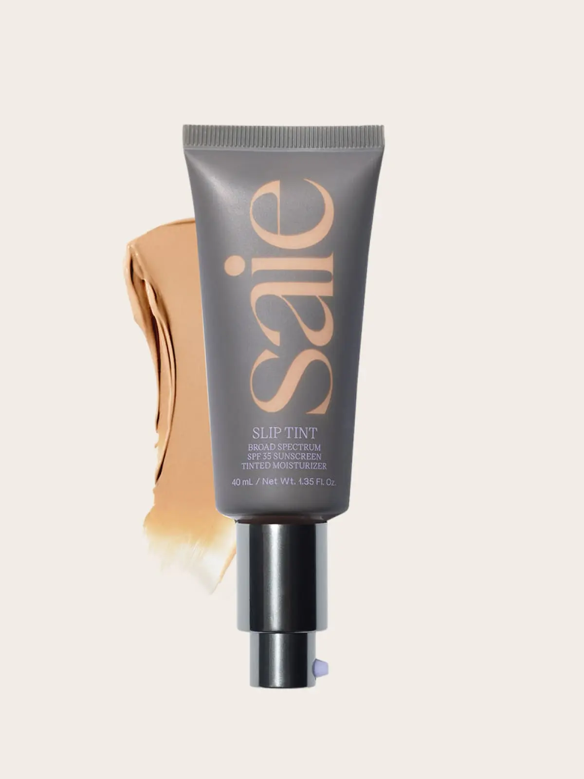 Saie Slip Tint SPF 35 sunscreen tinted moisturizer with foundation swatch